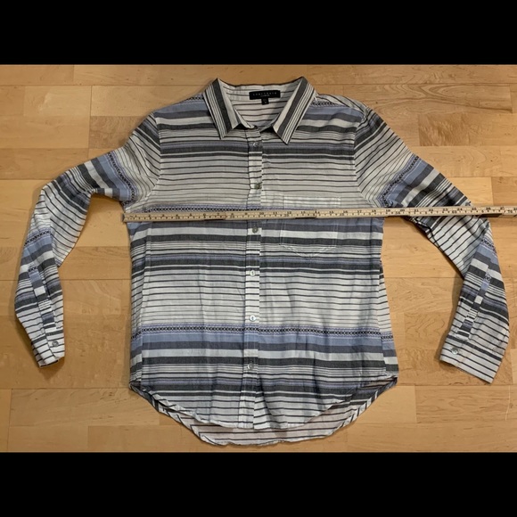 Sanctuary Gray Striped Button Down Roll Tab Shirt - Picture 7 of 8